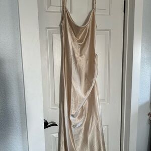 Champagne Satin Slip Dress